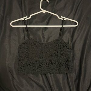 Black crochet crop top
